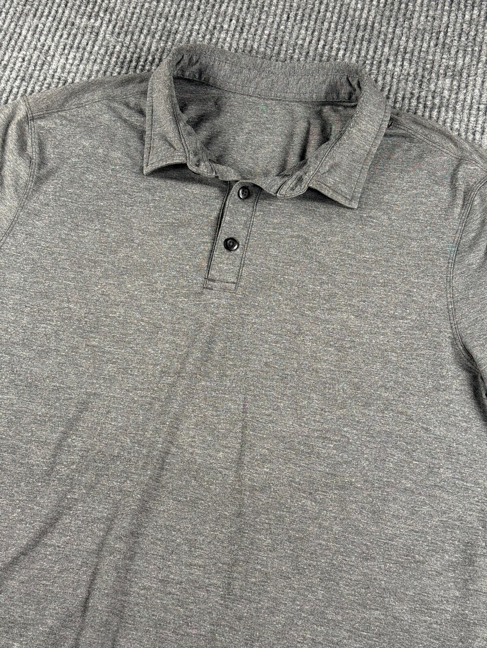 Lululemon Evolution Polo Men L (NO TAG) Short Sleeve Stretch Dark Gray Heathered